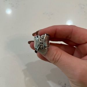 Silpada Sterling Silver Six Cubic Zirconia Hammered Ring